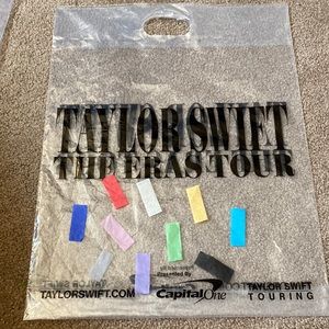 Taylor swift merchandise bag and confetti from The Eras Tour Denver night 2